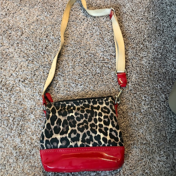 Coach Animal Print Crossbody Bag with Red and Cream Details - Picture 2 of 2